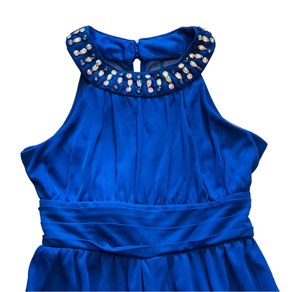 Poppies and Roses Royal Blue Jeweled Collar Jumpsuit - Size 12 - Picture 6 of 16